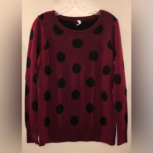 Willow & Clay Burgundy and Black Polka Dot Sweater